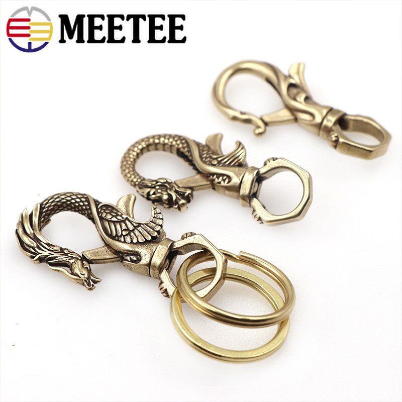 Retro Solid Brass Keychain Buckles Bottle Opener Waist Wallet Chain Belt Car Key Ring Hooks Clasps Pendanat DIY Leather Craft