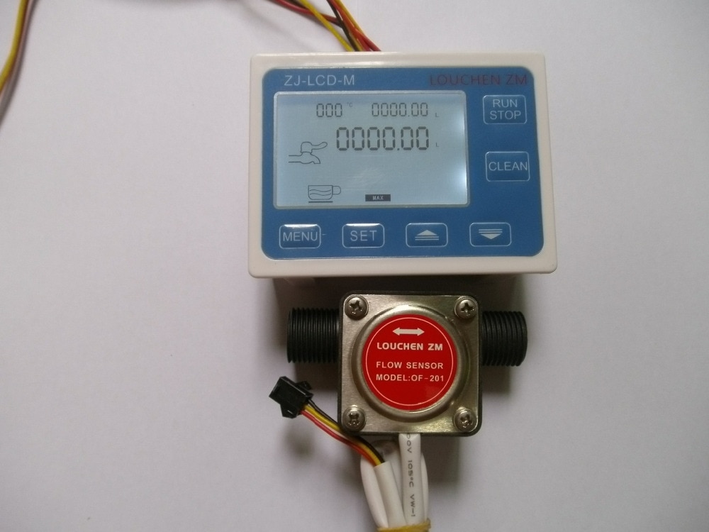 1/2" Liquid Gear Fuel Oil Flow Sensor+LCD Display Control f Diesel Gasoline Milk