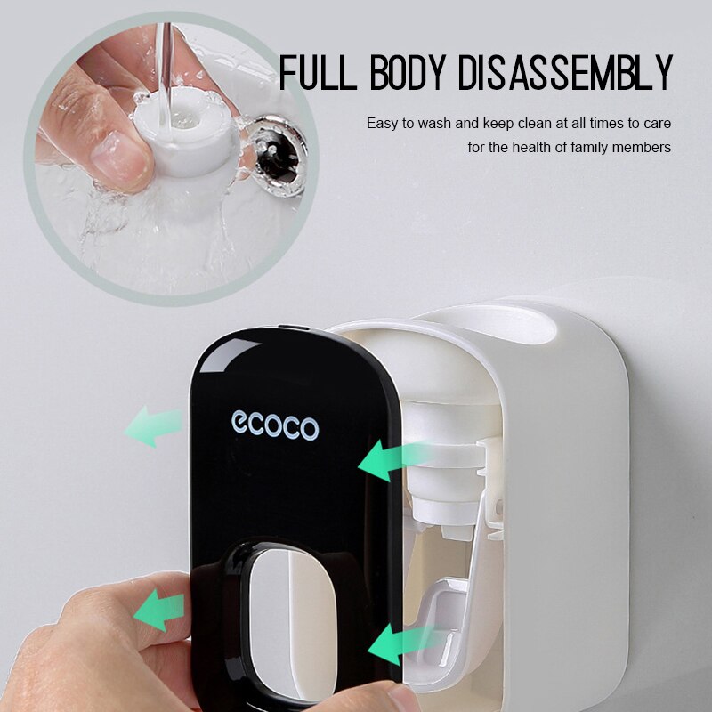 Badkamer Accessoires Set Automatische Tandpasta Dispenser Stofdicht Tandenborstelhouder Wall Mount Tandpasta Squeezers Zwart/Grijs