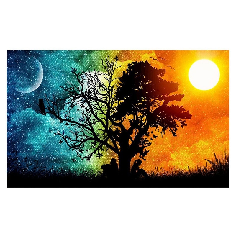 Paint By Numbers Kits for Adult, DIY Canvas Painting for Adults Beginner-Sun Moon Tree