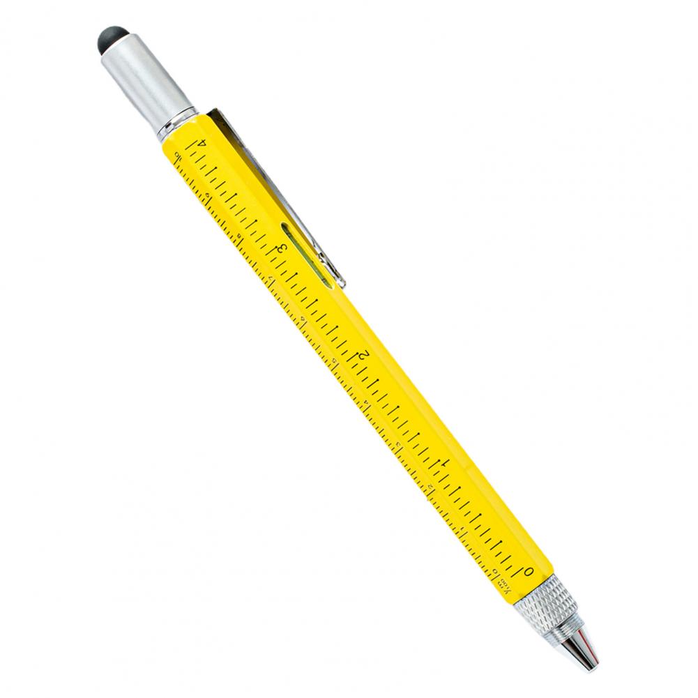 Multitool Stift 6 In 1 Tragbare Metall Tragen Beständig Tech Tool Stift Skala Kapazitiven Stift Metall Kugelschreiber für Büro: YELLOW