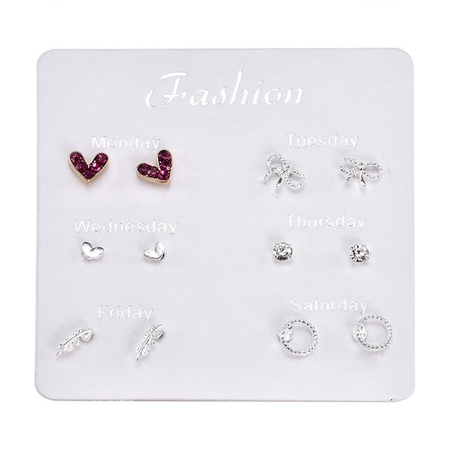 12~36 Pairs Women Girls Resin Plastic Crystal Diamante Flower Stud Earrings Set Random Style Gold Color Jewelry: Antique Silver Plated