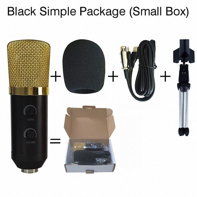 MK F100TL USB Condenser Sound Recording Microphone With Stand Studio Wired Skype Computer Kareoke Microphone: BlackS
