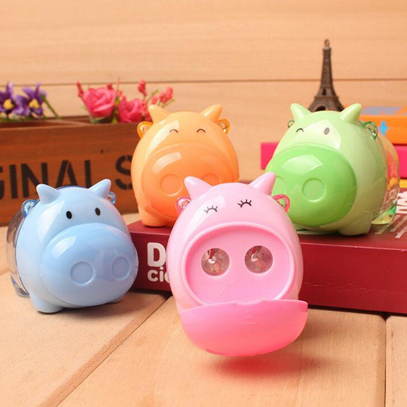 Cute Pig Pencil Sharpener Kindergarten Pupils Stationery School Office Supplies Color Random