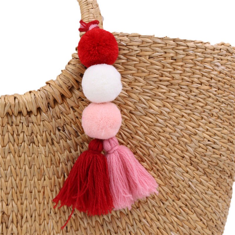 1 Pza hecho a mano Pom borla colorida llavero bolsa encantos colores gradientes llavero Boho joyería accesorios para mujer: E125