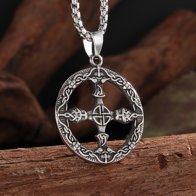 Collier classique Vintage Ouroboros Trinity, pendentif amulette à nœud celtique nordique pour hommes et femmes, bijoux de déclaration: Violet