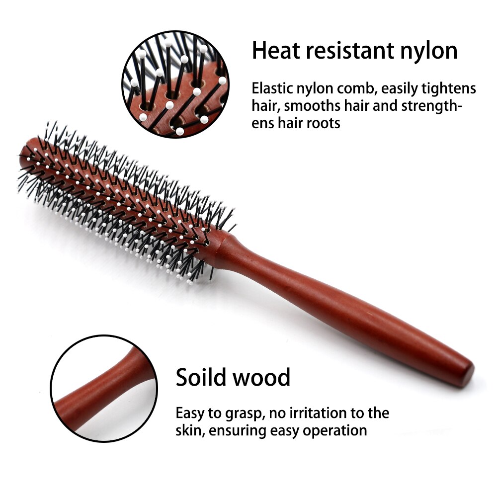 Mythus – peigne rond en bois pour cheveux bouclés, avec pointe sphérique, brosse antistatique pour coiffure naturelle, outil de coiffeur