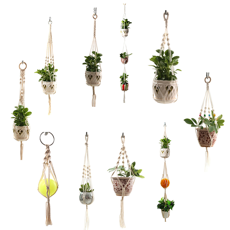 Salg 100%  håndlagde makrame plante henger planteholder blomst / gryte henger for veggdekorasjon gartnerhage