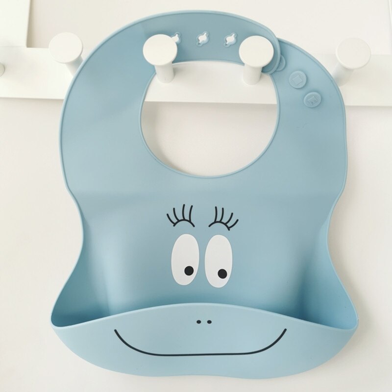Happyy baby Waterproof Soft Silicone Baby Bib Adjustable Cartoon Newborn Feeding Food Catcher with Pocket for Baby Boy Girl