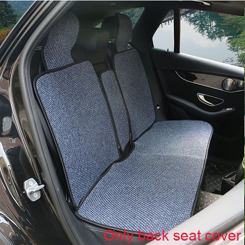 Funda de lino Artificial para asiento de coche, cobertor Universal de cojín para la mayoría de coches, otoño e invierno, 2 unidades: Rear seat Blue