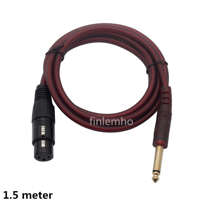 1.5/3M Xlr Jack Microfoon Kabel 6.35Mm Male Mono Zinklegering Adapter Voor Microfoon Gitaar Mixer speaker Patch Panel