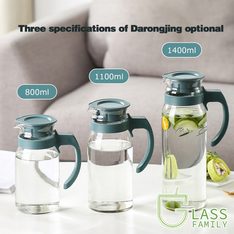 GF Glass Water Pitcher with Lid and Handle Heat Resistant Glass Carafe Pitcher for Tea,Juice,Milk,Cold Beverage dispenser