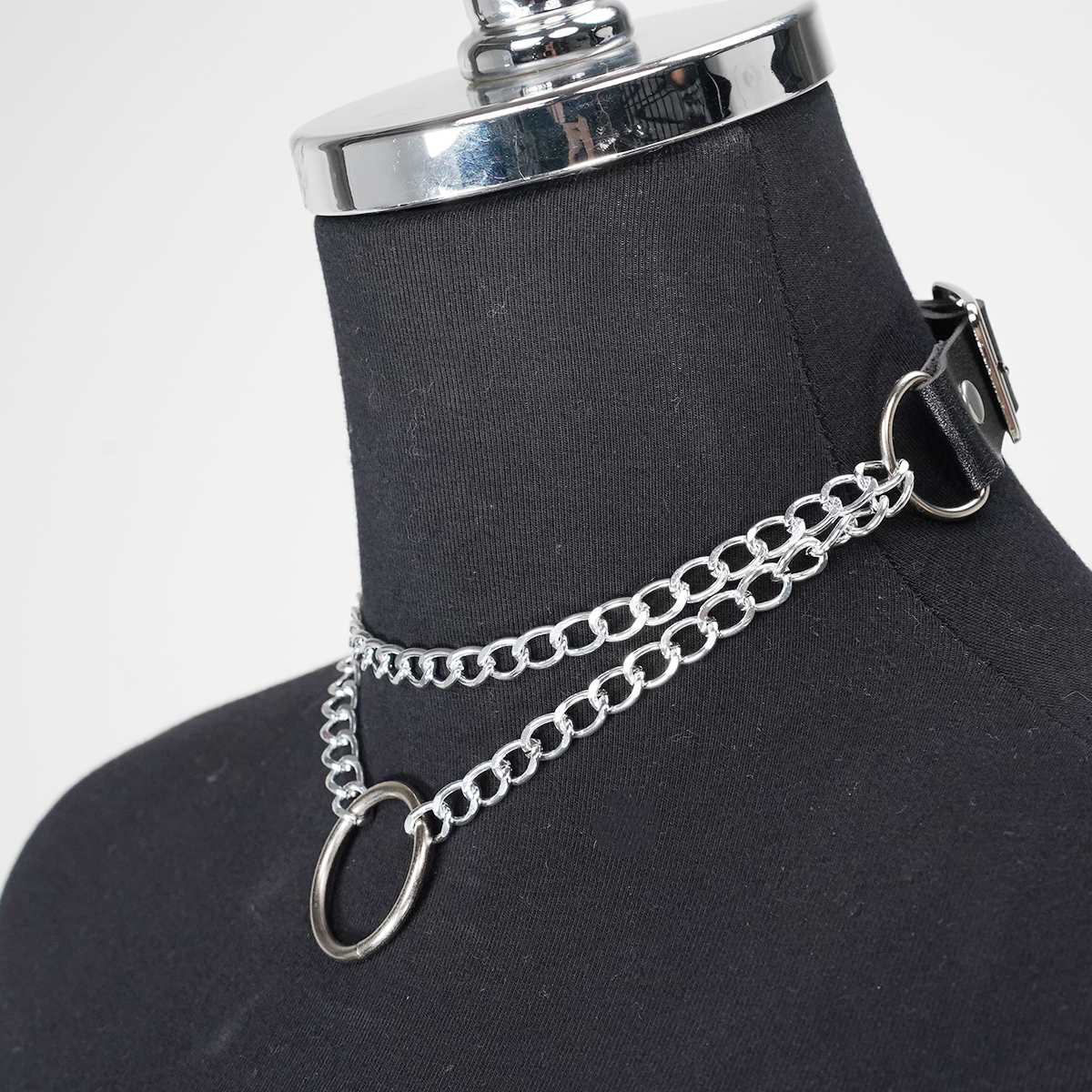 Collar de PU a la para mujer, Collar de cuero, Collar minimalista gótico, Accesorios diarios, Cadena para el cuello, Accesorios de vestir: Default Title