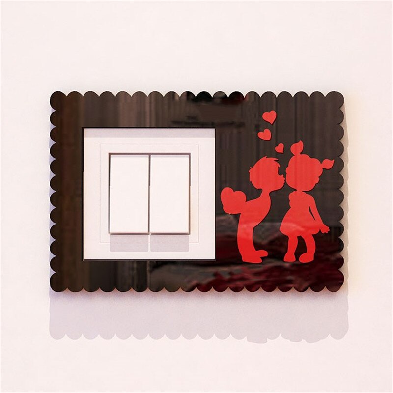Light Switch Stickers Acrylic Switch Poster Modern Style Living Room Switch Decorative Wall Stickers DIY Art Wallpaper: Kiss black