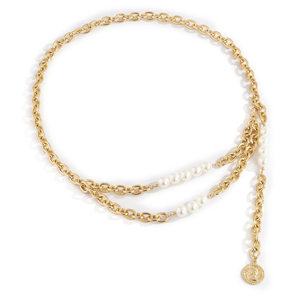 Hüfte hüpfen retro Perle Körper Kette Persönlichkeit Aluminium Taille Kette für Frauen