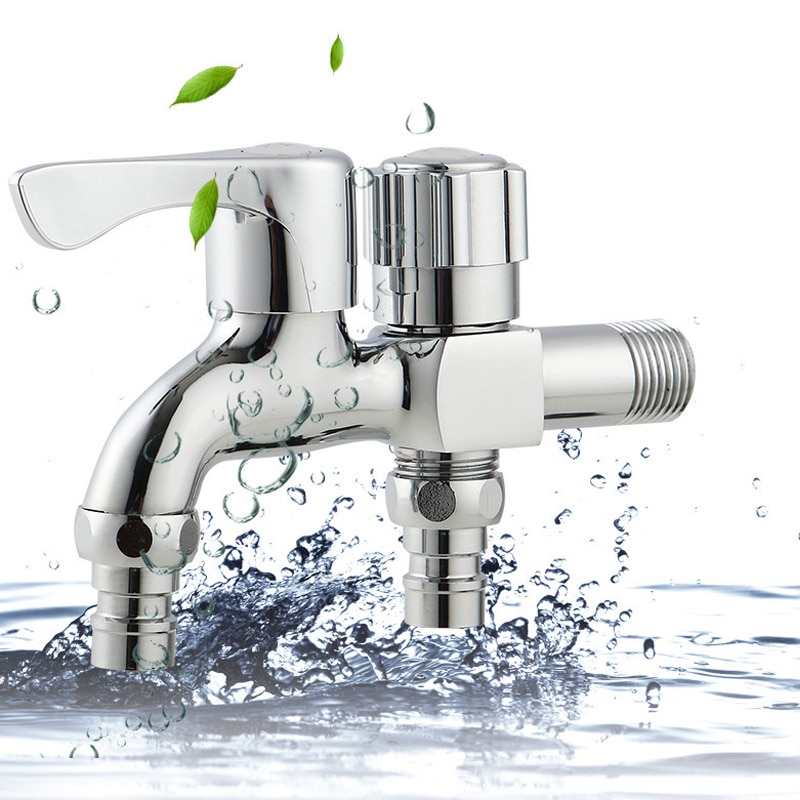 Dofaso Double faucet Wall Mount Washing Machine mop faucet Multi-function outdoor Balcony Water Tap Laundry Bibcock taps 4&#39;&#39;