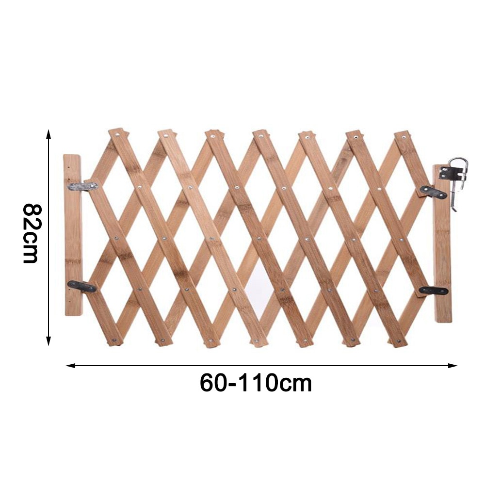 Foldable Pet Barrier Fence Cat Dog Gate Wooden Retractable Pet Fence Sliding Door Safety Isolation Gate: L