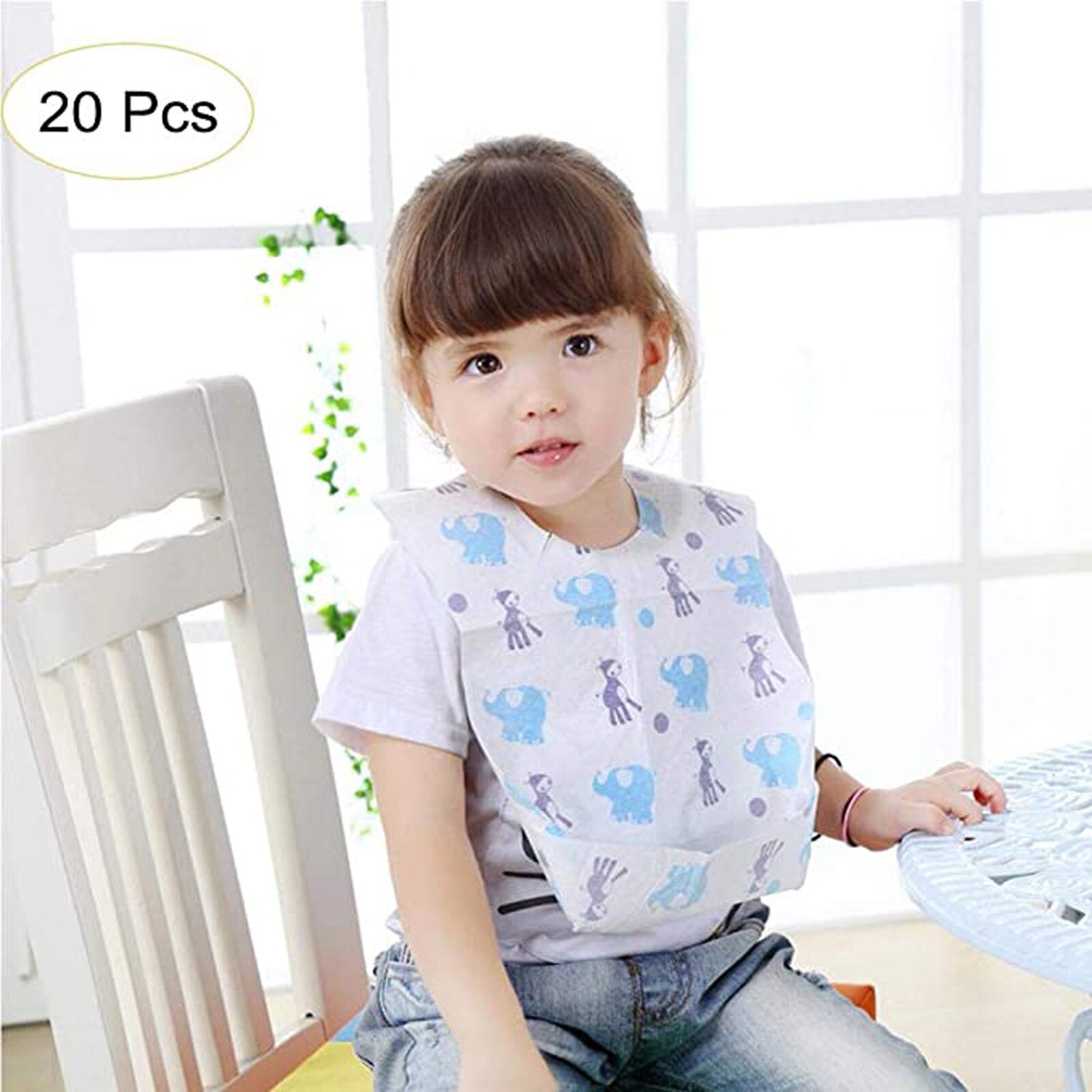 20 pièces bavoirs jetables enfants bébé imperméable manger bavoirs avec poche bébé enfant écharpe bavoir salive serviette bavoir