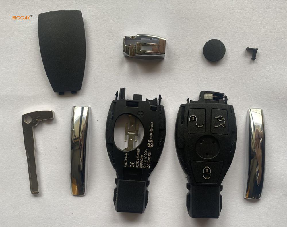 RIOOAK 3 button Smart Remote Key Replacement Shell Case one battery holder for Mercedes-Benz BGA CLS CLK CLA SLK AMG W204