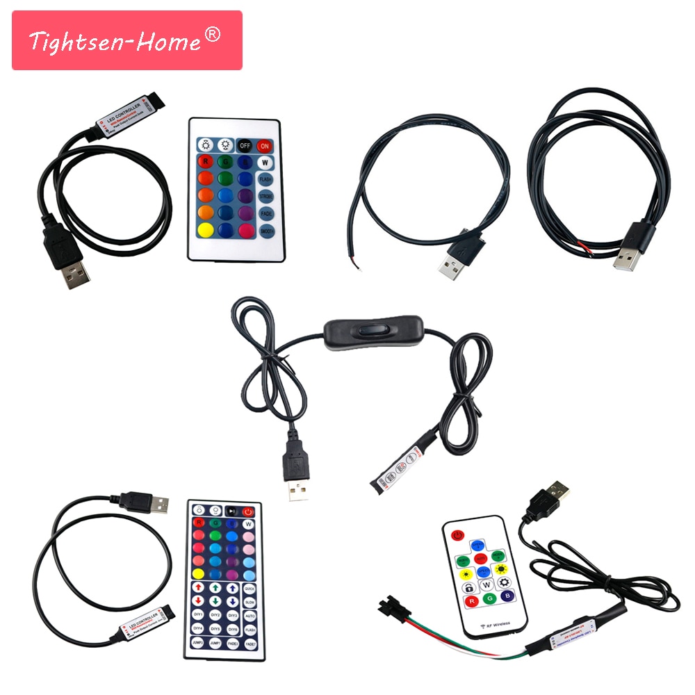 5V USB RGB controlador regulador Led RF Mini control remoto inalámbrico para RGB 3528 5050 WS2812B RGB tira de luces Led 5-24V