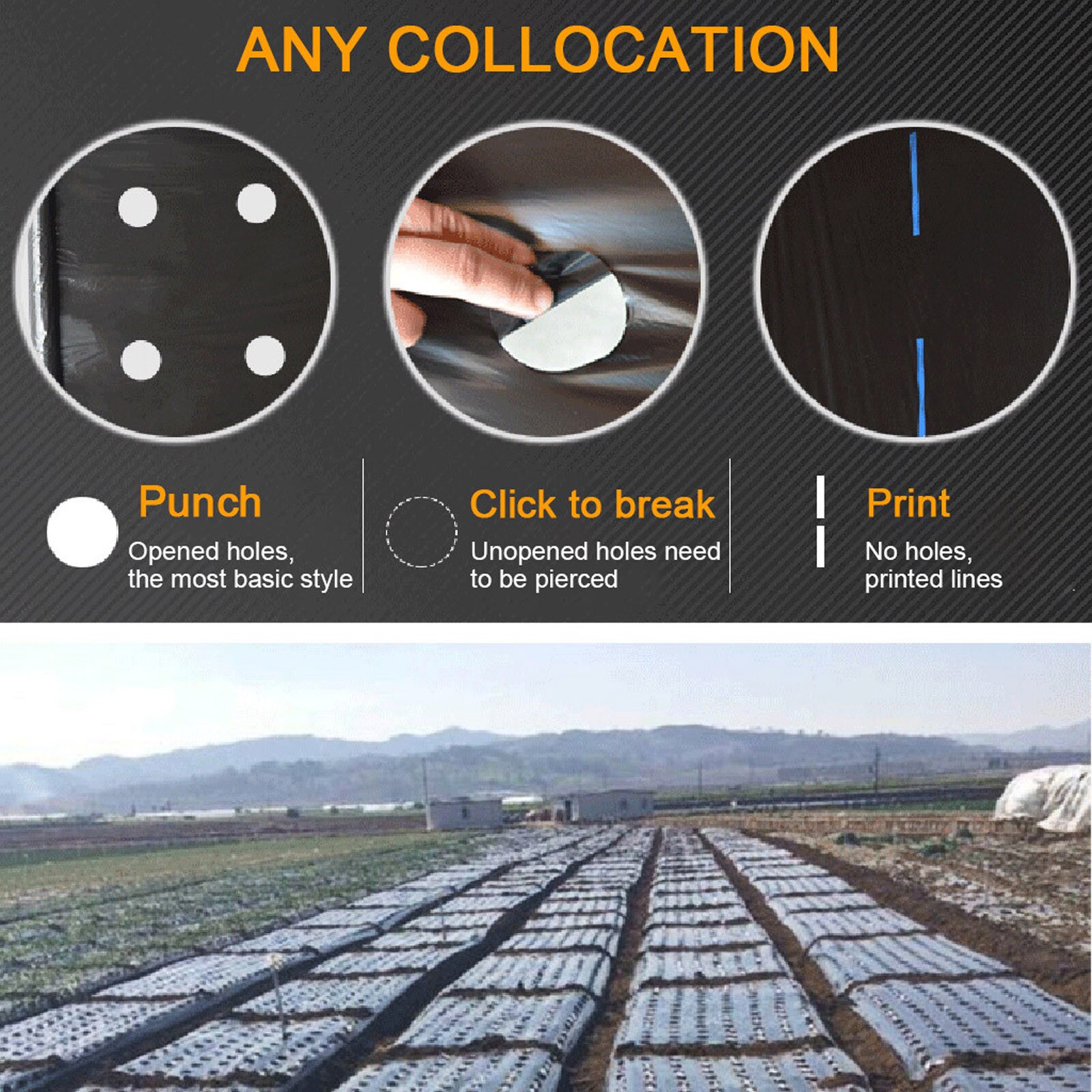 Garden Films Plastic Perforated Mulch PE Agricultural Insulation Perforated Film Insulation Moisturizing Films Garden Supplies