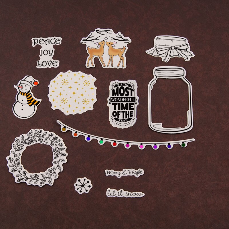 Julfrid glädje kärlek silikon klar genomskinlig stämpel och skärformar scrapbooking stämplar med dies