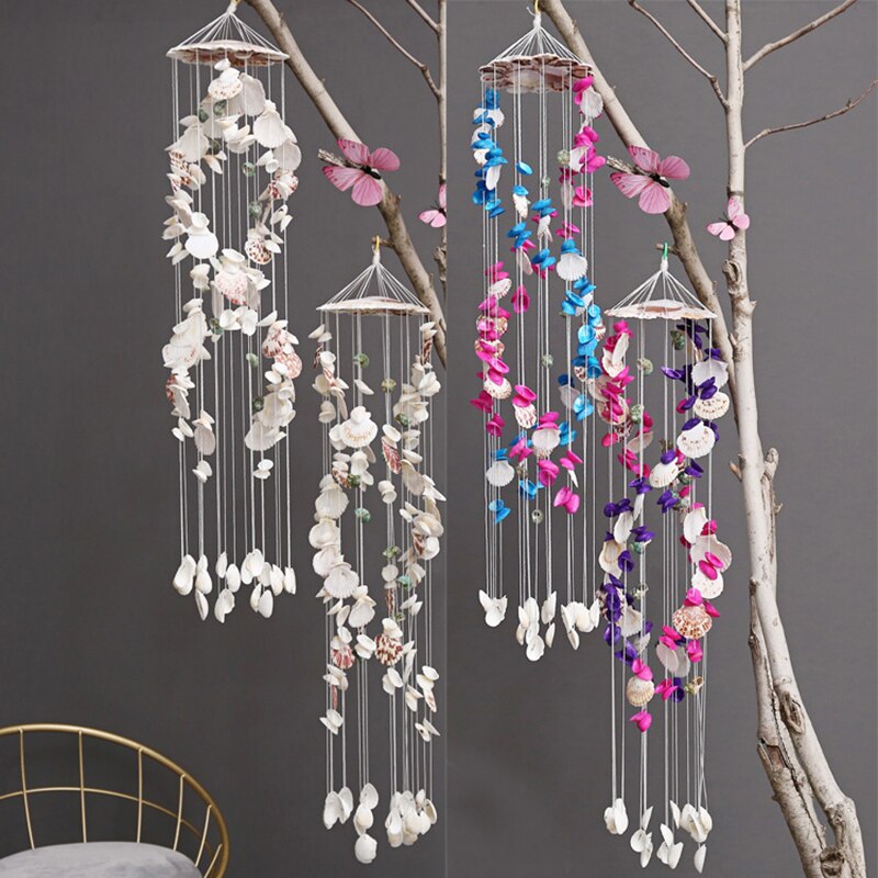 1Pcs Natuurlijke Schelpen Wind Chime Outdoor Opknoping Prachtige Schelp Windbell Eolische Bells Ambachten Ornamenten Tuin