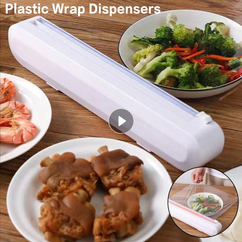 Eten Wrap Dispenser Cutter Keuken Tool Folie Vershoudfolie Wrap Dispenser Plastic Sharp Cutter Opslag Houder Keuken Accessoires