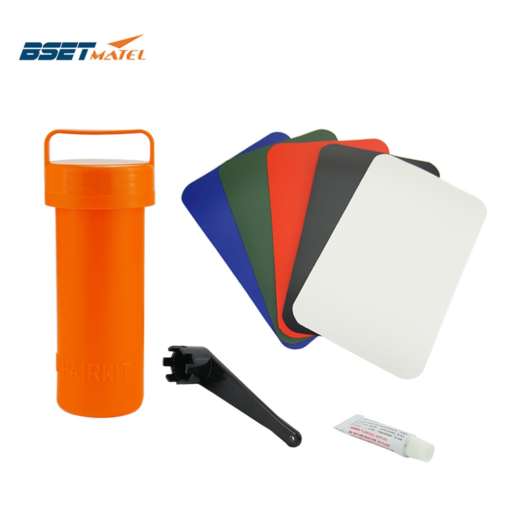 1set Inflatable Plastic Boat Kayak Special Repair Kit Waterproof PVC Patch Glue Valve Wrench Container Bucket Dinghy Accessories