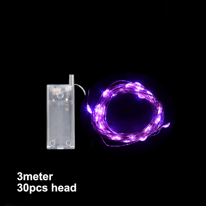 Tira de luces LED para decoración de bodas, fiestas de cumpleaños y vacaciones, 1 unidad, 3 metros, 30 unidades: pink