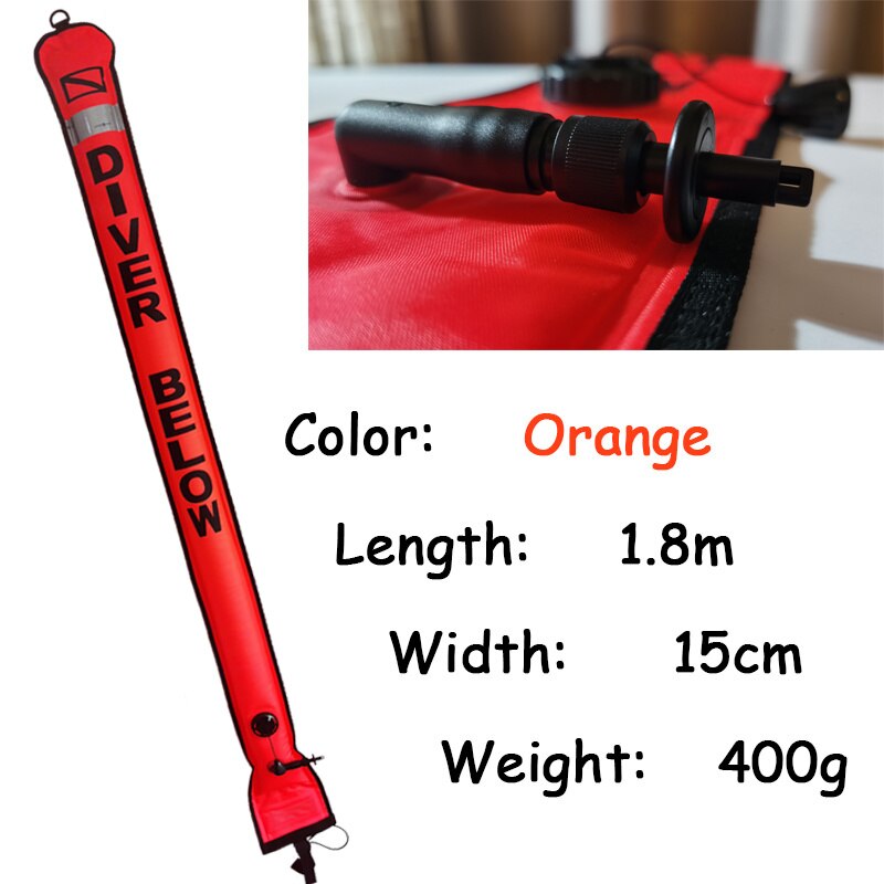 DIVING SMB 1.2m 1.5m 1.8m Buoy Colorful Visibility Safety Inflatable Scuba Diving SMB Surface Signal Marker Buoy Accessory: 1.8m Orange