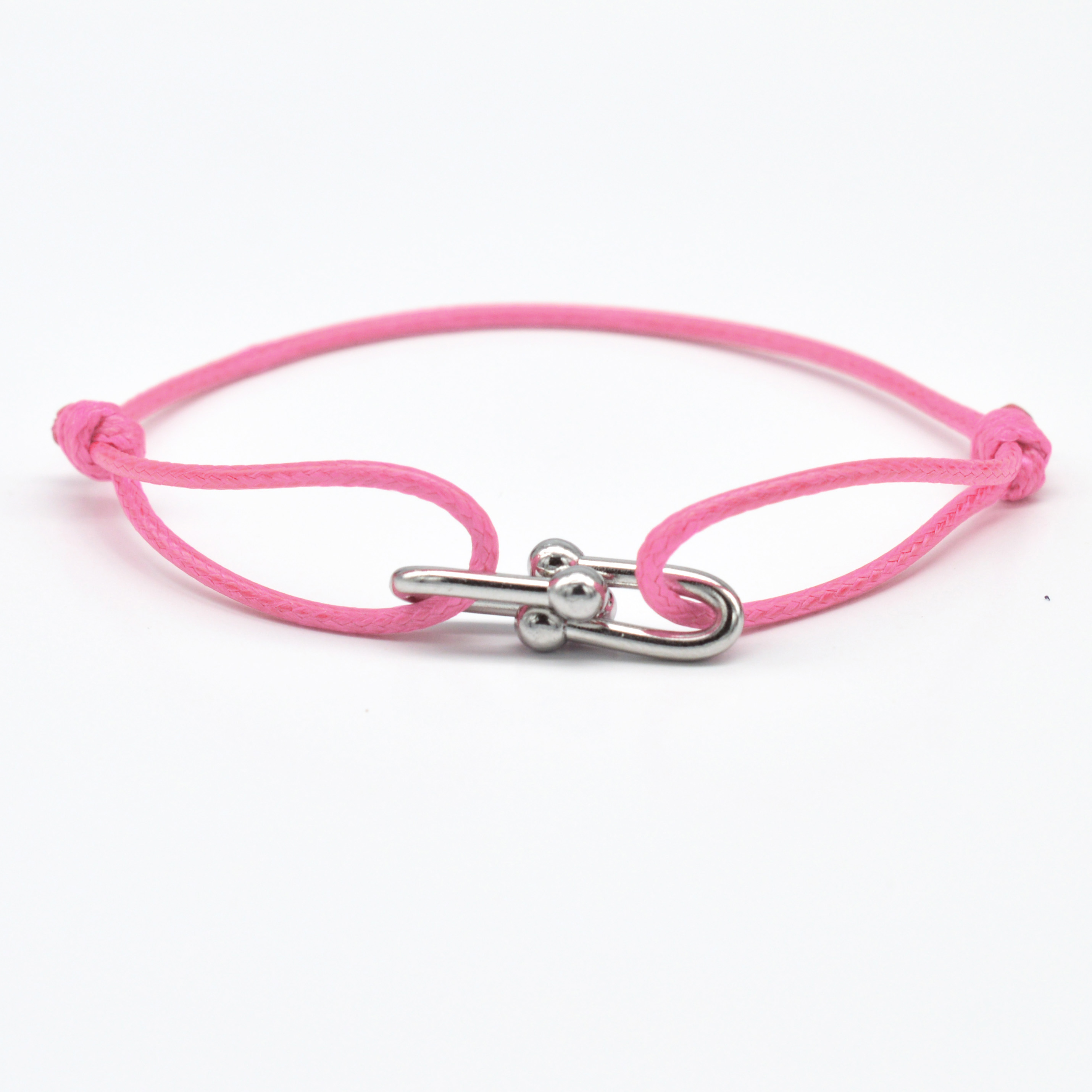 Zalman-pulsera con hebilla de herradura de bambú Simple, cinta trenzada, pulseras de cuerda ajustables DIY, joyería de acero inoxidable para hombres y mujeres