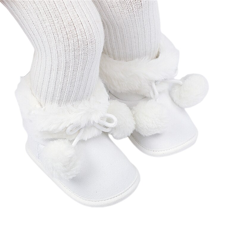 Baby Winter Warm Snowboots Zachte Zool Bont Gevoerde Pom Pom Enkellaarsjes Antislip Baby Prewalkers casual Footwear