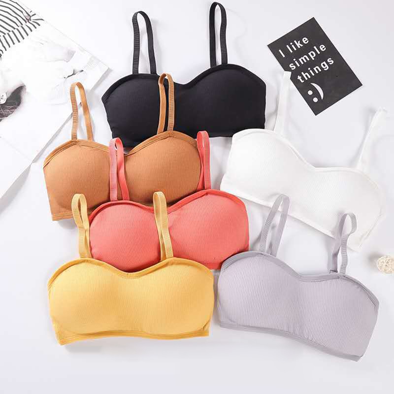 HEFLASHOR Elastic Gathering Bralette Push Up Bra Summer Solid Anti-light Korean Style Wild Bra Tube Top Sexy No Rims Bra