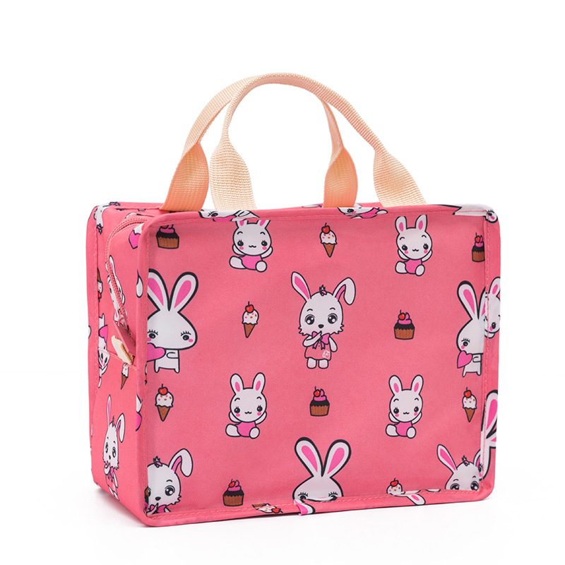 PLEEGA Fresh Insulation Cold Bales Thermal Oxford Lunch Bag Waterproof Convenient Leisure Bag Cute Flamingo Cuctas Tote 1PC: B-Pink rabbit