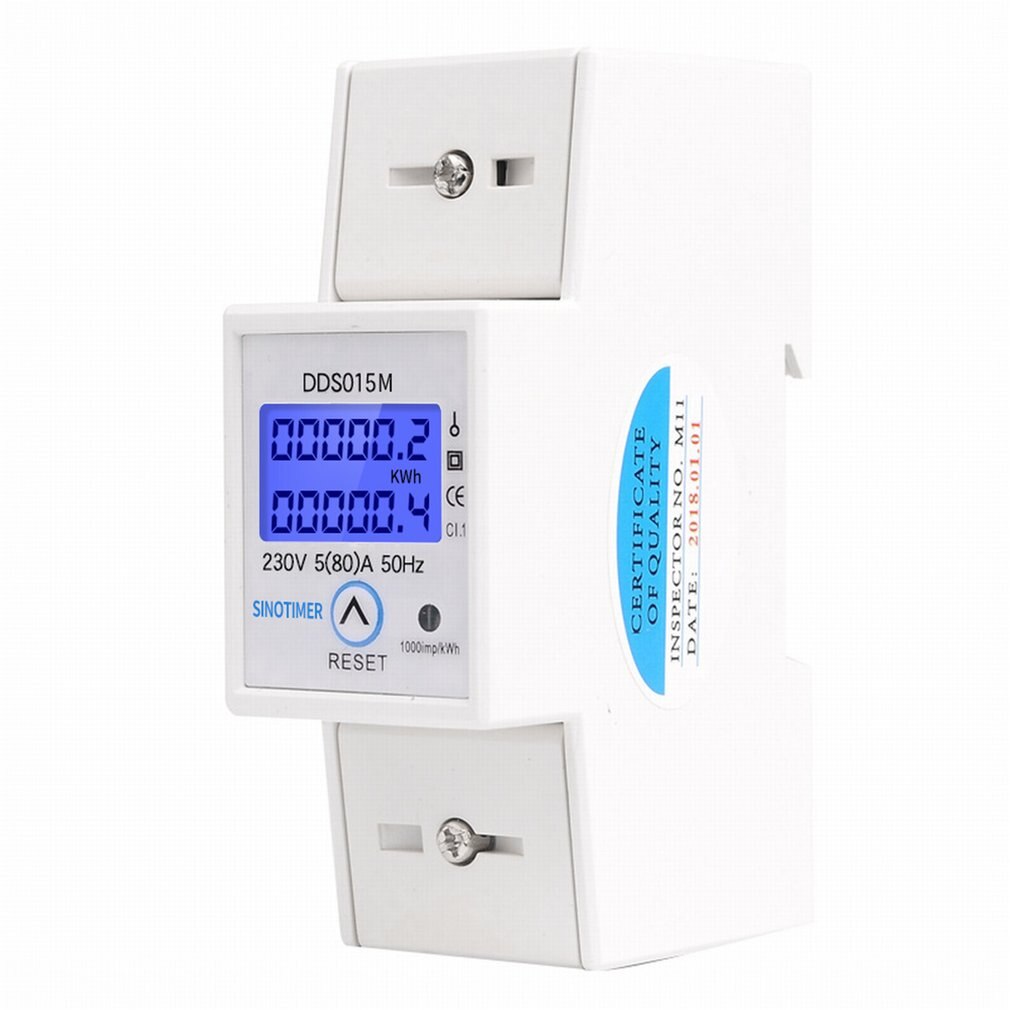 DIN Rail 5-80A ca 230V 50Hz monophasé wattmètre consommation d'énergie Watt compteur d'énergie électrique kWh avec fonction de réinitialisation