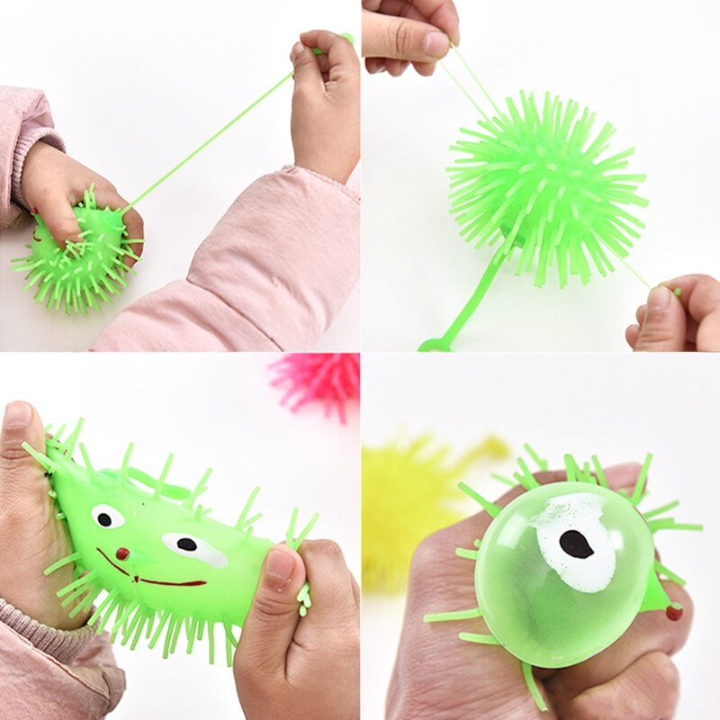 1PC hérisson balle enfants lumineux jouets anti-Stress Long nez enfant drôle clignotant Smiley jouet (couleur aléatoire)