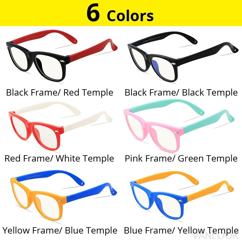 Silica Gel Kids Screen Glasses Gaming Blue Light Blocking Protective Computer for Boys Girls Child Kacamata Anti Radiasi