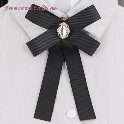 SUQI Mode Boog Broches Pins sieraden Voor Vrouwen Lint Das Broche vrouwen kinderen broche tie voor Party bruiloft: black