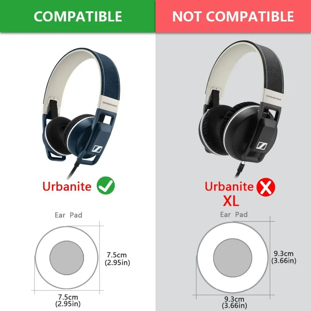 Vervanging oorkussen voor Sennheiser Urbanite XL X on-ear hoofdtelefoon Vervanging oorkussen / oorkussen / oorschelpen / oorkussens