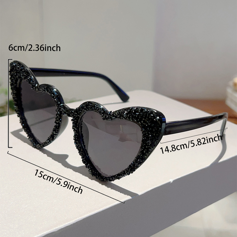Óculos de sol vintage em forma de coração com strass para mulheres, óculos de sol novos originais, tons decorativos da moda, 2024
