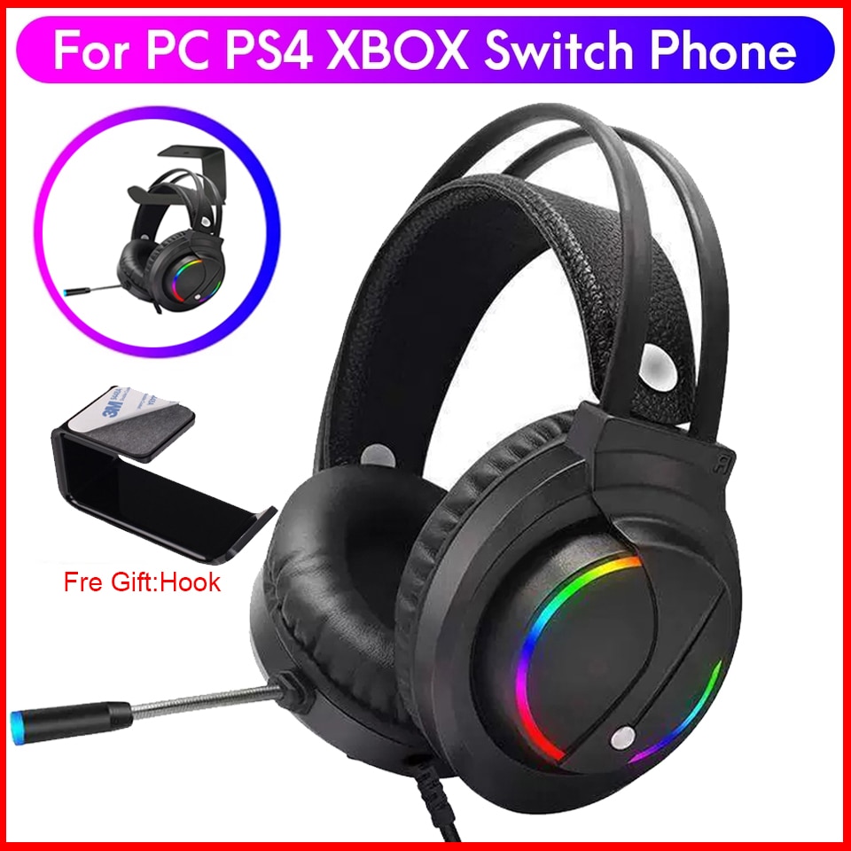 Gaming Hoofdtelefoon Voor Pc Gamer Headset Head-Mounted Met Kleurrijke Verlichting 3.5Mm Plug Voor Pc Computer PS4 Xbox