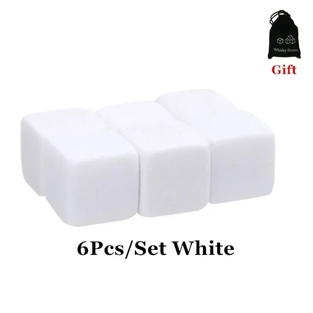 6pcs Whiskey Stones Sipping Ice Cube Cooler Reusable Whisky Ice Stone Whisky Natural Rocks Bar Wine Cooler Party Wedding