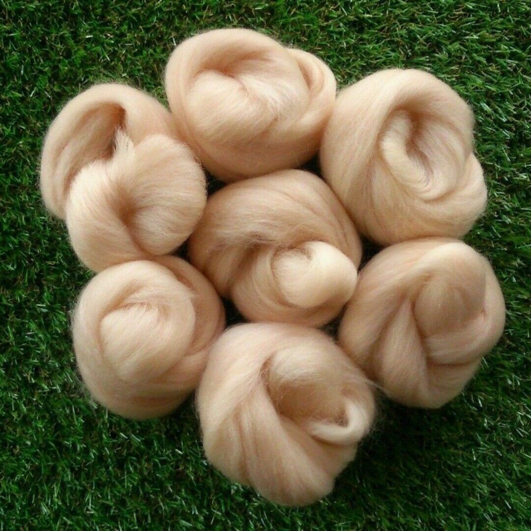 Kit de aguja para fieltro de lana, herramientas hechas a mano, paquete de aguja de fieltro, materiales de tela, accesorios, 7/40 colores: Beige 45g