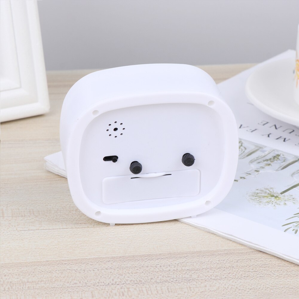 Simple Square Alarm Clock Small Desktop Clock Luminous Hour and Minute Hand Kids Alarm Clock Without Battery (Black): White