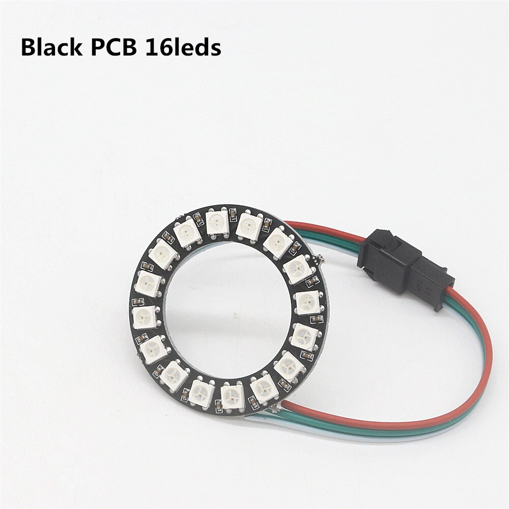 Individually Addressable WS2812B Pixel Ring 8/16/24/35/45Leds 5050 RGB Led Ring WS2812 IC BuiIt-in Led Module Pixel Strip Lights: 16 Leds Black