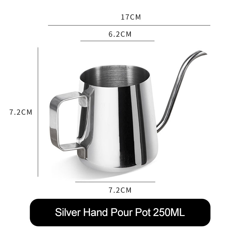 304 edelstahl-kaffeekanne mit langem, schmalem ausguss, tropfkessel, manuelle filterkaffeemaschine, teekanne 250ml/350ml/600ml mit deckel