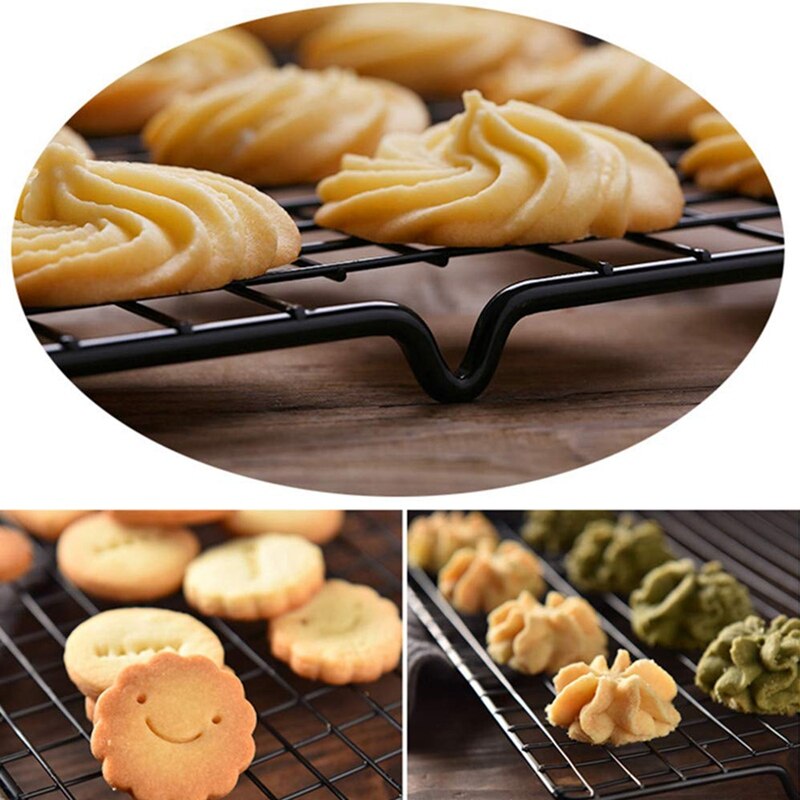 4 pakker kølehylde bagestativ diy bageværktøj kage kølehylde non-stick brød kølehylde bagekage kold ramme sort nr