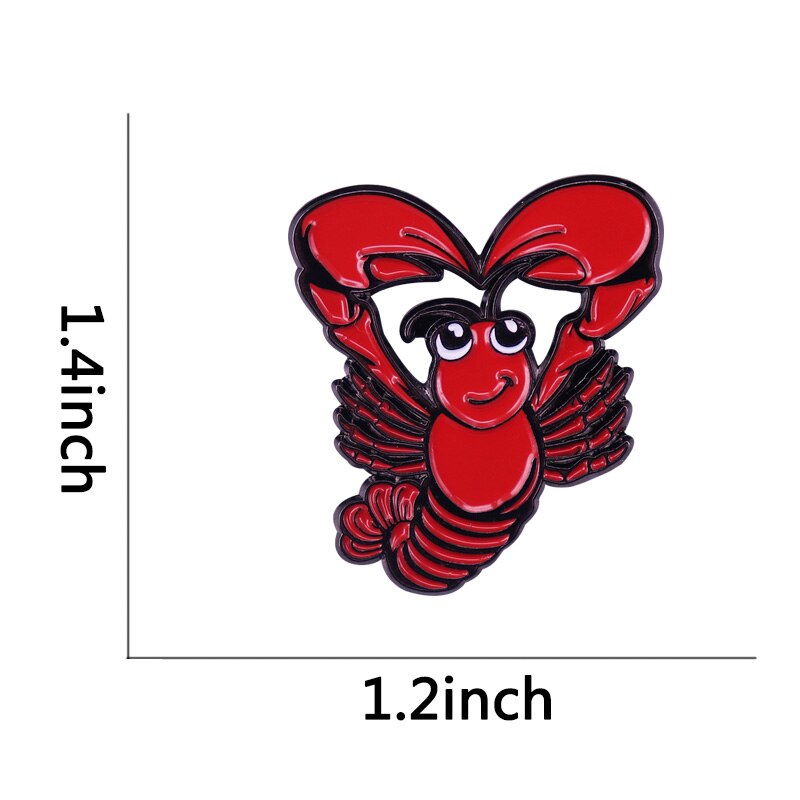 Lobster Lapel Pin Animal Seafood Brooch Marine Love Badge sweet style Decor