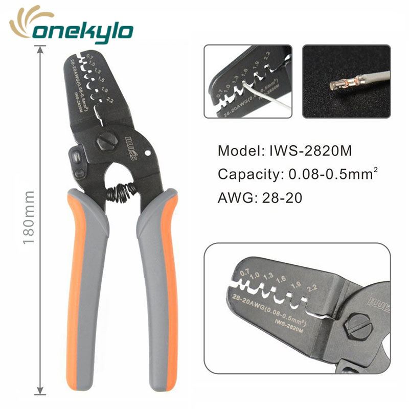 Iws -2820 crimper plier iwiss mini micro open barrel crimpværktøj til awg 28-20 jam molex tyco jst 2.54 terminaler og stik: Default Title